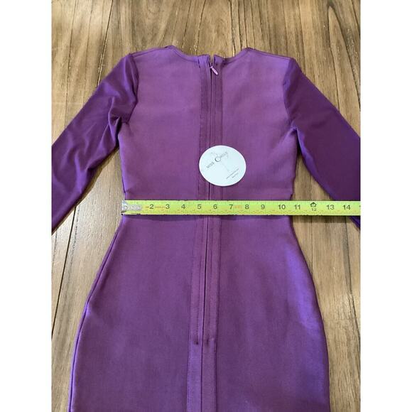 Miss Circle Revolve Purple Bandage Bodycon long sleeve mini Dress Mesh small - Picture 7 of 13